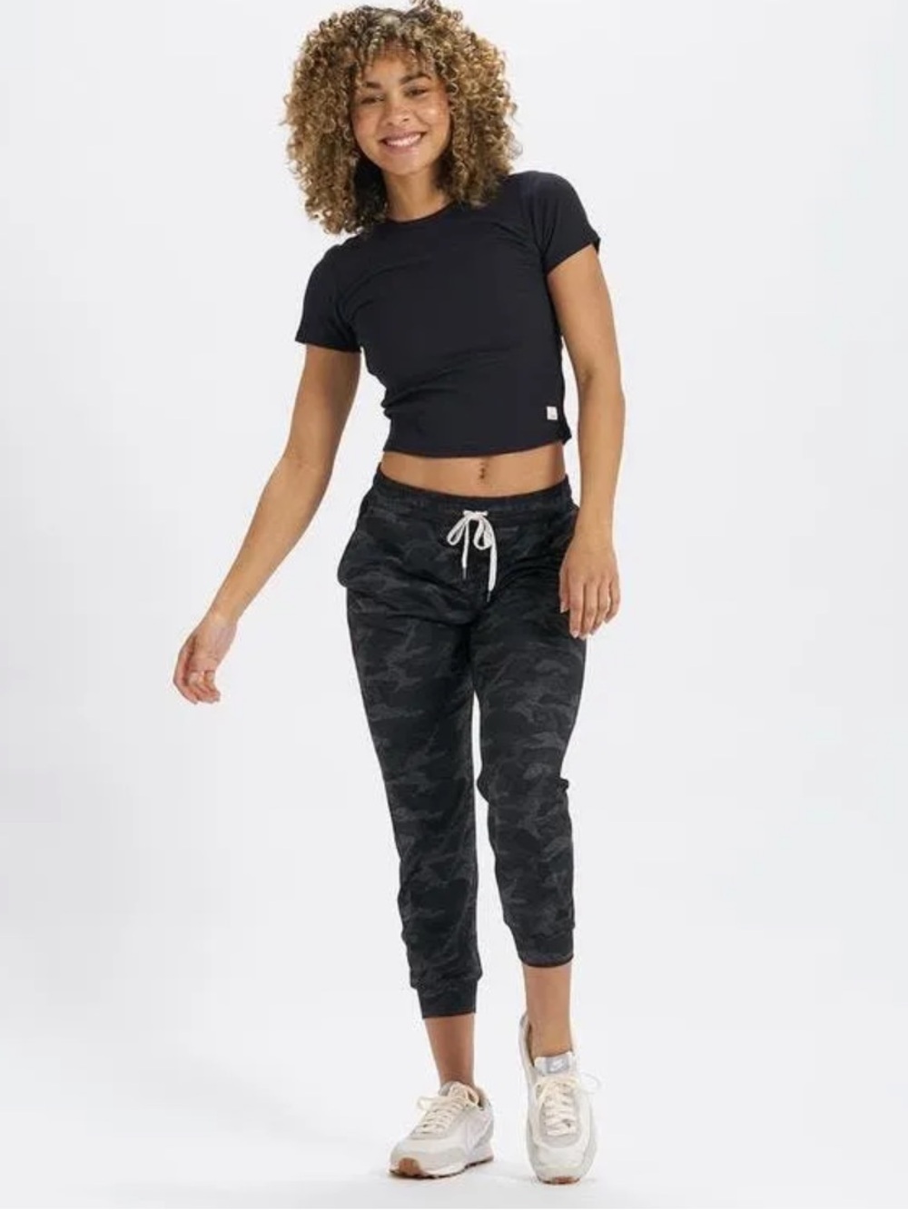 Vuori Women's Black Camo Joggers with Drawstring Waist
